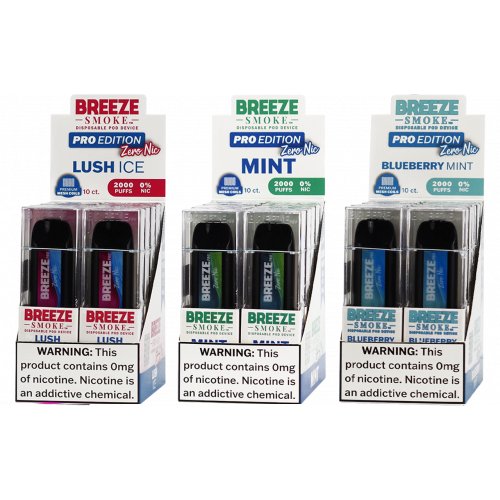 BREEZE PRO 0% NICOTINE 6ml DISPOSABLE DEVICE 2000 PUFFS