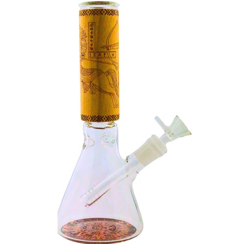 10" GLASS PIPE WITH WOODEN PIPE BEAKER 328GM